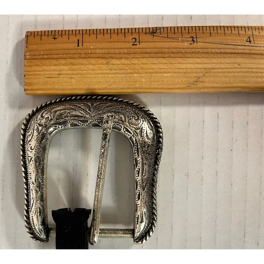 Unbranded Belt Buckle‎ Unisex OS Silver Western Engraved Rope Edge